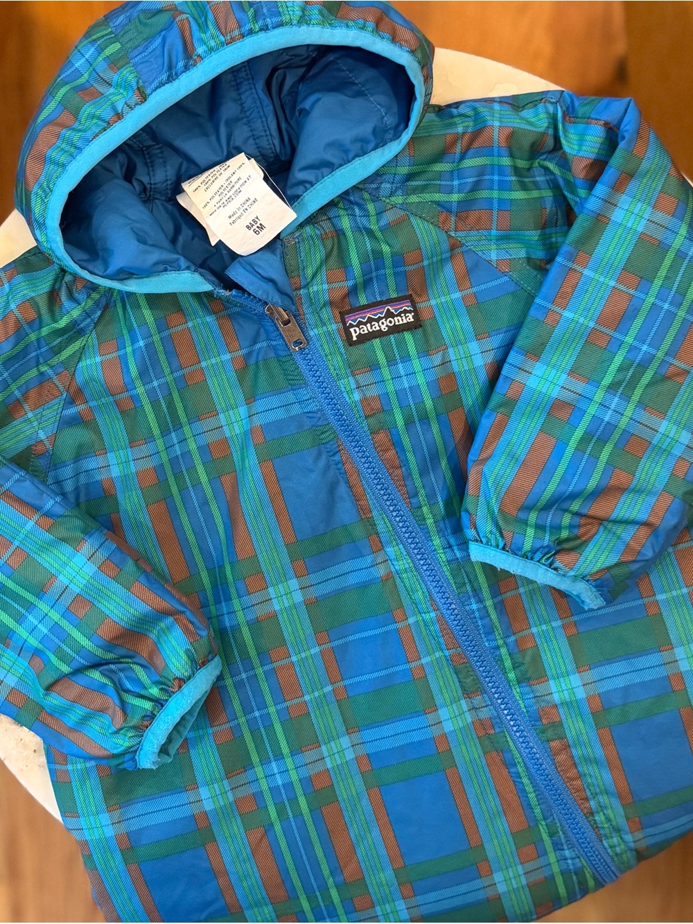 Patagonia 6m reversible bunting bag snowsuit plaid